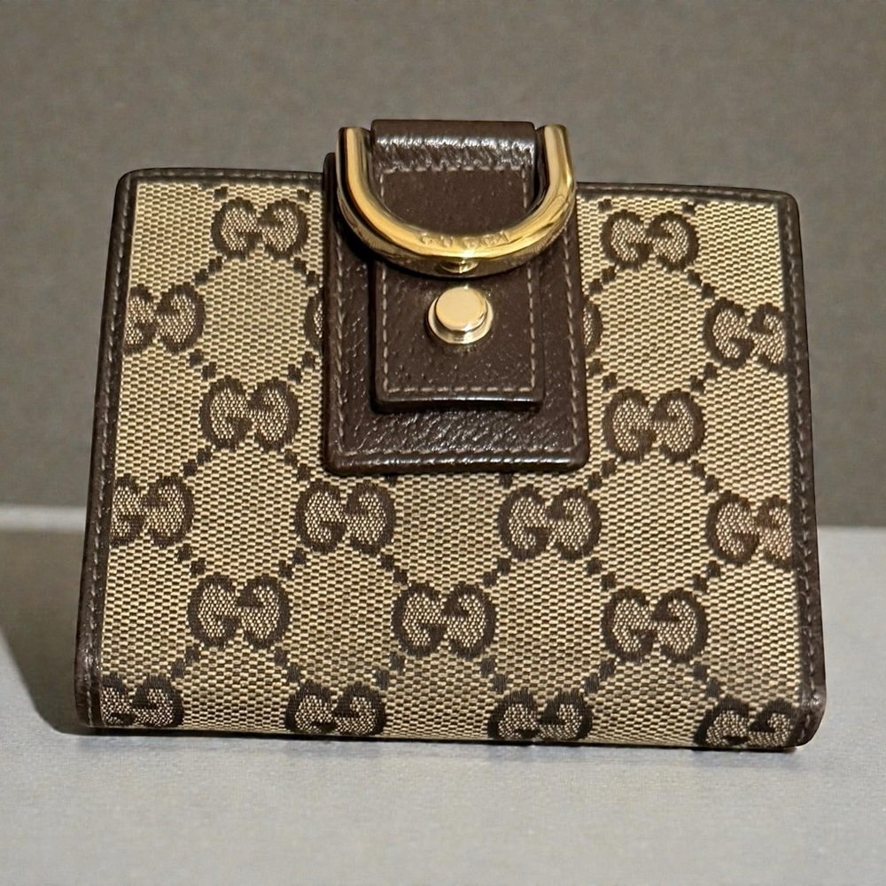 Gucci Brown and Beige Monogram Wallet Authentic